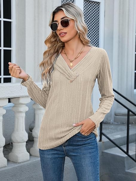 Long Sleeve V Neck Pullover